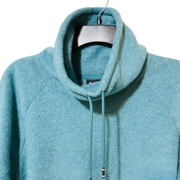 NIKE aqua drawstring cowl neck pullover fleece sweatshirt size Large - Picture 3 of 7
